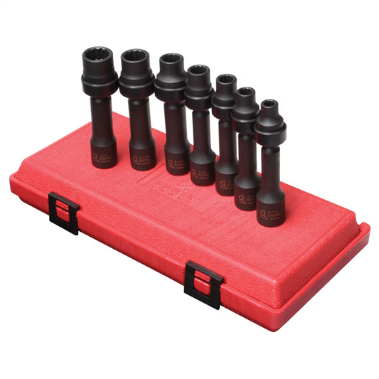 Sunex Tools 7 Piece 1/2in Drive 12 Point Socket Set with Portable organizer Tray Keeps