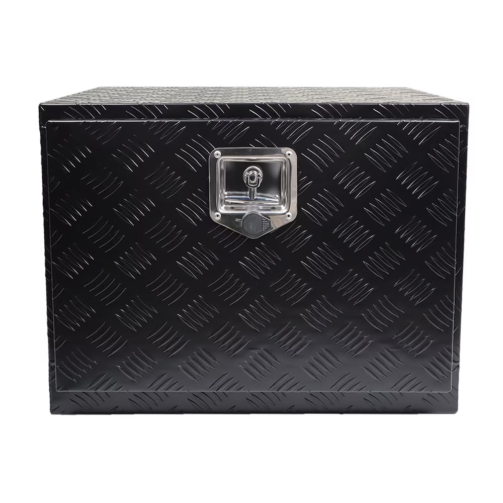 findmall 24 Inch Aluminum Diamond Plate Tool Box Trailer Tongue Box Chest Box Pickup Truck ATV Underbody RV Storage Box Organizer With Lock Key, Black