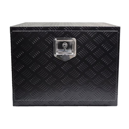 findmall 24 Inch Aluminum Diamond Plate Tool Box Trailer Tongue Box Chest Box Pickup Truck ATV Underbody RV Storage Box Organizer With Lock Key, Black