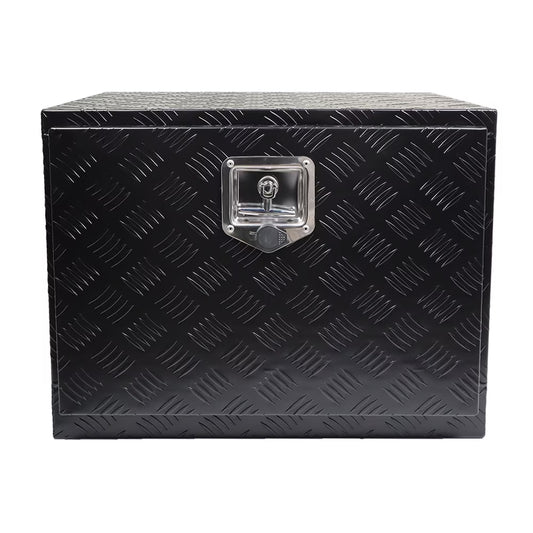 findmall 24 Inch Aluminum Diamond Plate Tool Box Trailer Tongue Box Chest Box Pickup Truck ATV Underbody RV Storage Box Organizer With Lock Key, Black