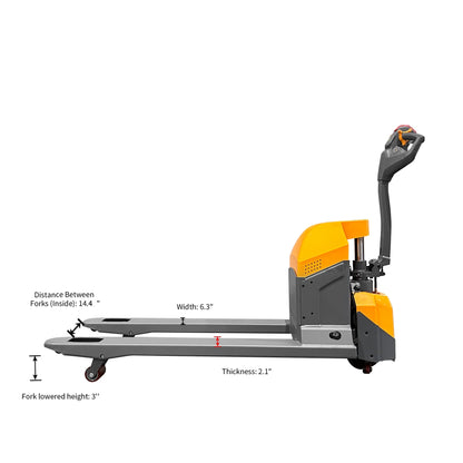 APOLLOLIFT 4400lb Fully Powered Electric Walkie Pallet Jack Truck 27" Fork Width, 3" Lowered