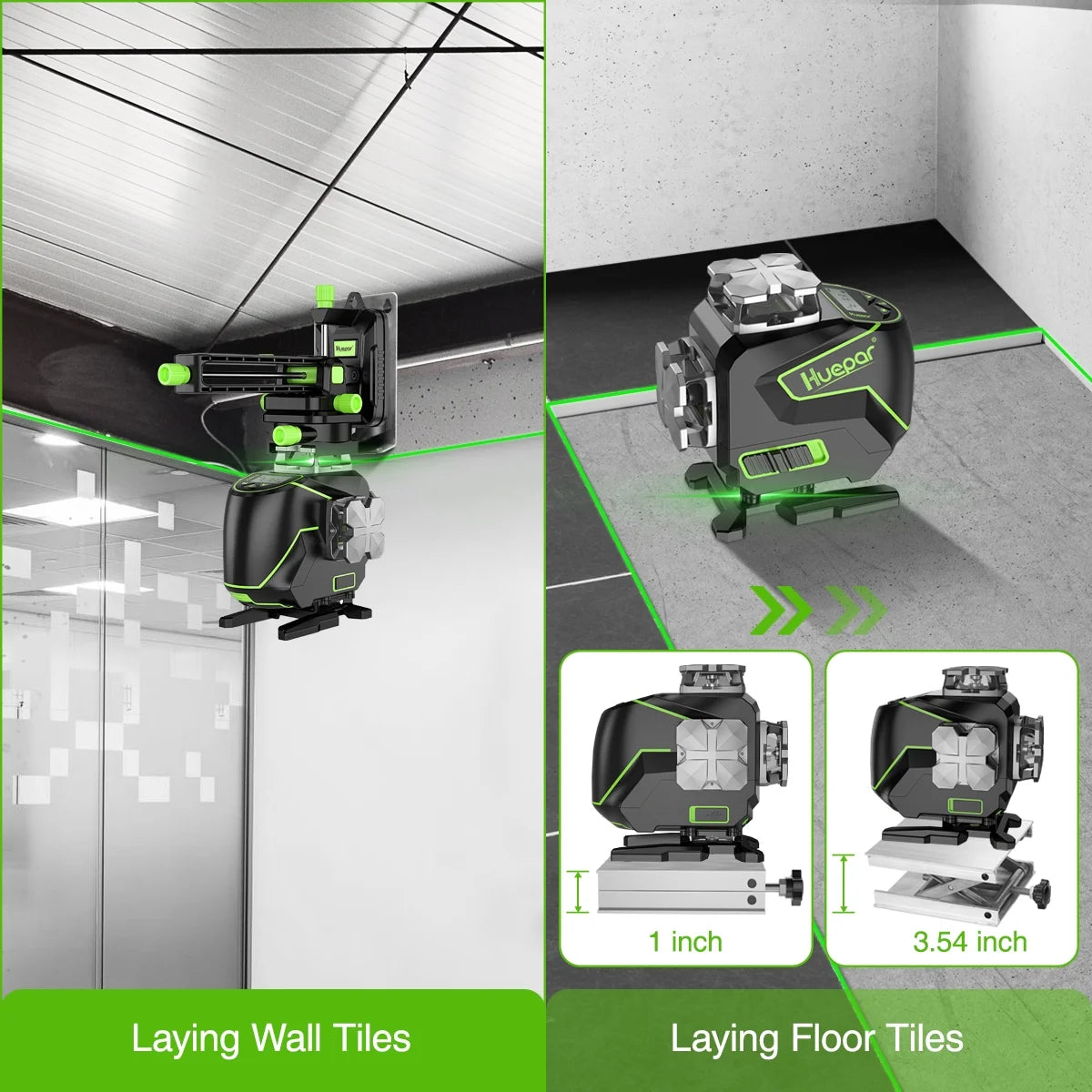 4D 16 Lines Self-Leveling Laser Level, 200Ft Green Beam 4 x 360° Cross Line Laser Level Tools with LCD Screen, Bluetooth and Magnetic Bracket