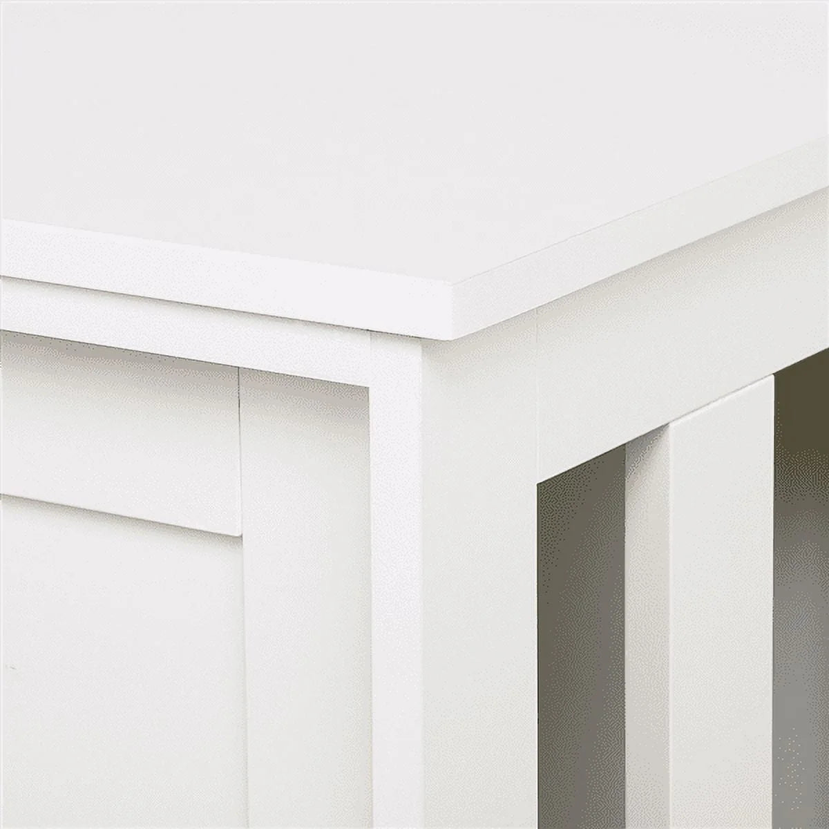 Topeakmart Antique White Buffet Cabinet Kitchen Table Sliding Door Stackable Sideboard Storage