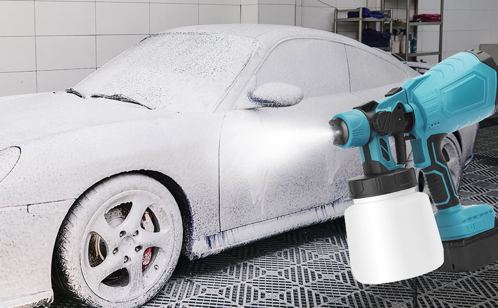iToolMax 800W, 21V, Blue Cordless HVLP Paint Sprayer, 1000ml Volume Capacity, 3 Spray Patterns, 5 Pieces