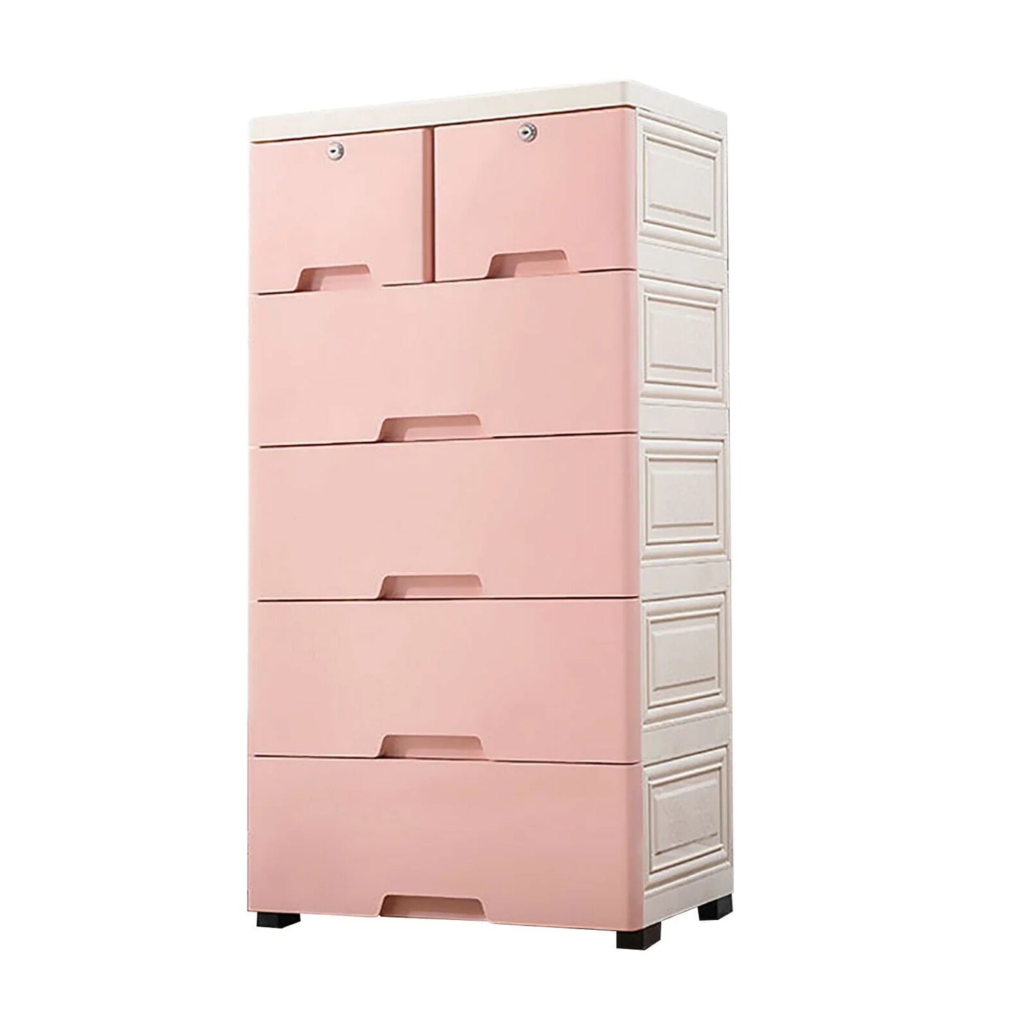 Oukaning 6 Drawer Dresser Furniture Bedroom Organizer Chest of Drawers Clothes Storage