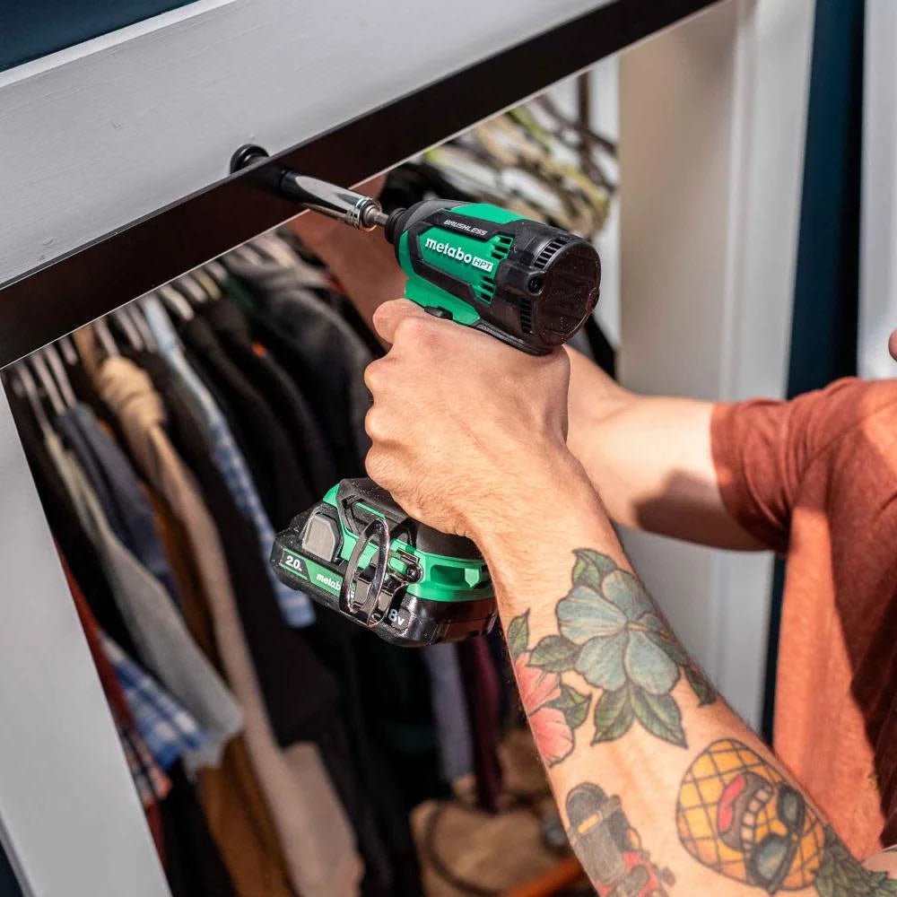 Metabo HPT 18V MultiVolt Cordless Brushless Driver Drill & Impact Driver Combo Kit, Includes 2 Lithium-Ion Batteries, Case and Charger, KC18DEXQB