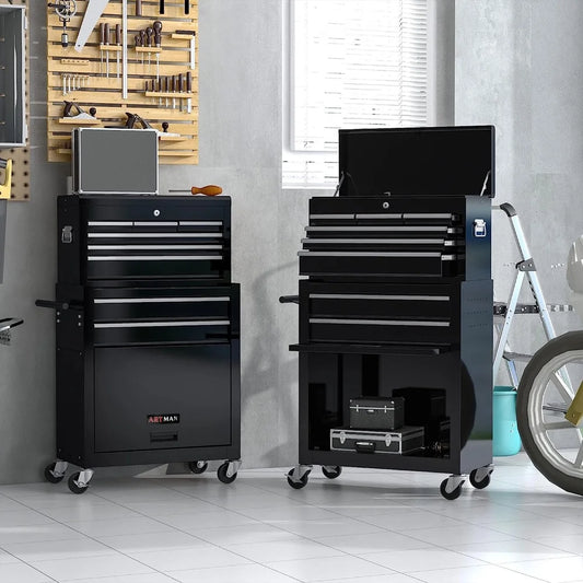 8-Drawer Tool Chest High Capacity Rolling Tool Chest with Wheels and Drawers Rolling Tool Box with Lock, Removable Tool Cabinet Storage for Warehouse Garage Workshop, Black