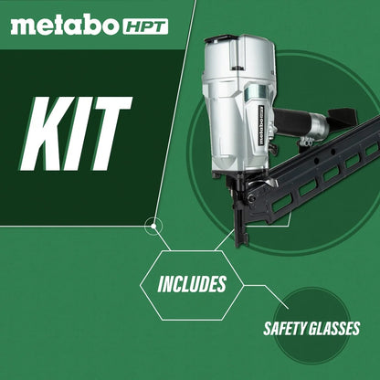 Metabo HPT Framing Nailer, Pneumatic, 2-Inch up to 3-1/4-Inch Plastic Collated Full Head Framing Nails, 21 Degree Magazine, 5-Year Warranty (NR83A5S)