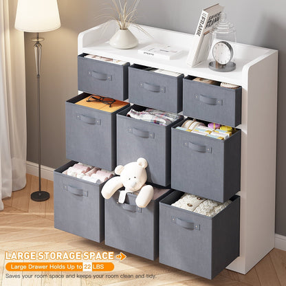 EnHomee 9 Cube Storage Organizer Cubby Storage 9 Cube bookshelf With Bins For Bedroom Livingroom White Cubby Storage for Home, White Finish