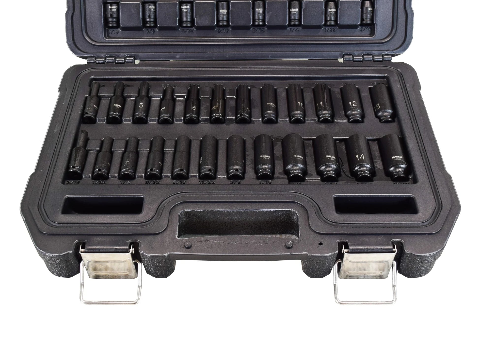 DEWALT DWMT19251, 1/4" Drive Metric and SAE Impact Socket Set, Black Oxide Finish, 48 Piece
