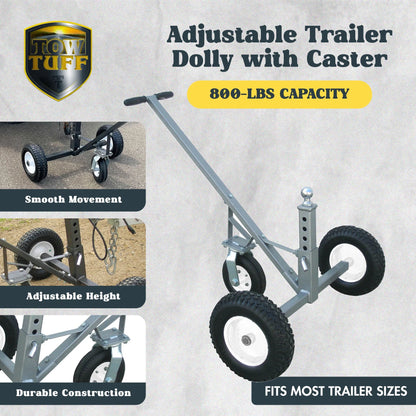 Tow Tuff Adjustable Heavy Duty 800 Pound Capacity Portable Trailer Dolly