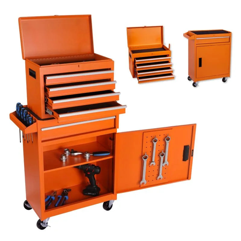 Tool Box with Rolling Cabinet, Tool Bag Compatible, Tool Box Organizer for Mechanics, Lockable Toolbox, Caja de Herramientas, Ideal Tools Storage & Tool Set