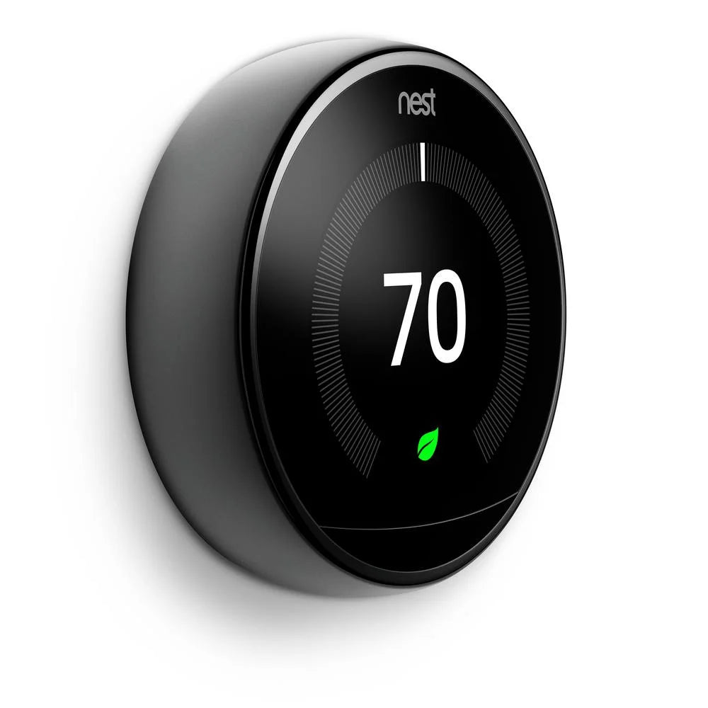 Google Nest T3018US Nest Learning Thermostat 3rd Gen Smart Thermostat (Mirror Black)) Bundle with Deco Essentials Wall Plate Cover for Google Nest Thermostat 1st, 2nd, 3rd Generation Models
