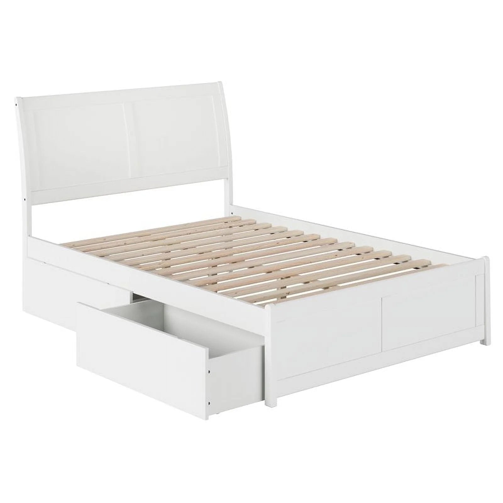 Pemberly Row Traditional Solid Wood Full Storage Platform Bed in White