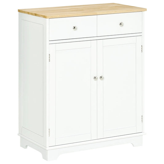 HOMCOM Space Saving Kitchen Sideboard with Functional Storage Cabinet with Adjustable Shelf for Kitchen/Living Room, White