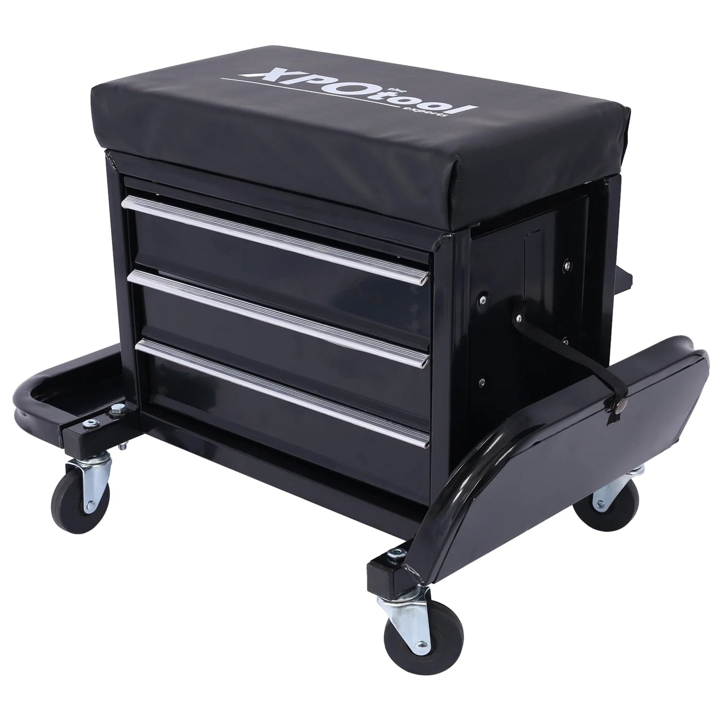 350-Pound Capacity Garage Glider Rolling Tool Chest SeatMechanics Roller Seat with 3 Drawers, Rolling Tool Chest Garage Chair, Toolbox on Wheels Mechanics Seat