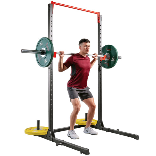 Sunny Health & Fitness Essential 800-lb High Capacity Power Rack Cage with Weight Plate Storage & Adjustable J-Hooks - SF-XF920063