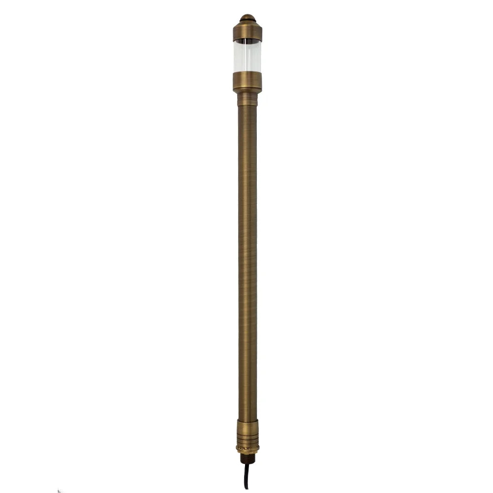 VOLT Flat Hat 12V Brass Path Light (7" Shade, 25" Tall)