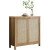 SICOTAS Sideboard Buffet Cabinet, Kitchen Cupboard Storage Cabinet with Rattan Doors and Shelves for Kitchen, Living Room, Bedroom