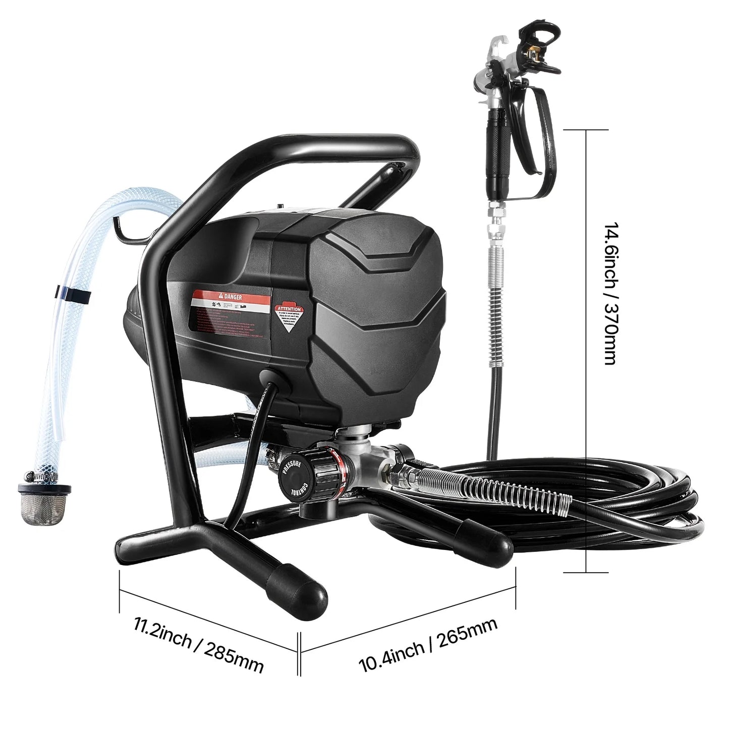 KFFKFF Stand-Mounted Paint Sprayer, 650W Energy-Efficient Sprayer, 3000PSI Electric Paint Dispensing Gear with Extendable Rod and Maintenance Implements for Interior and Exterior Furniture, Barriers
