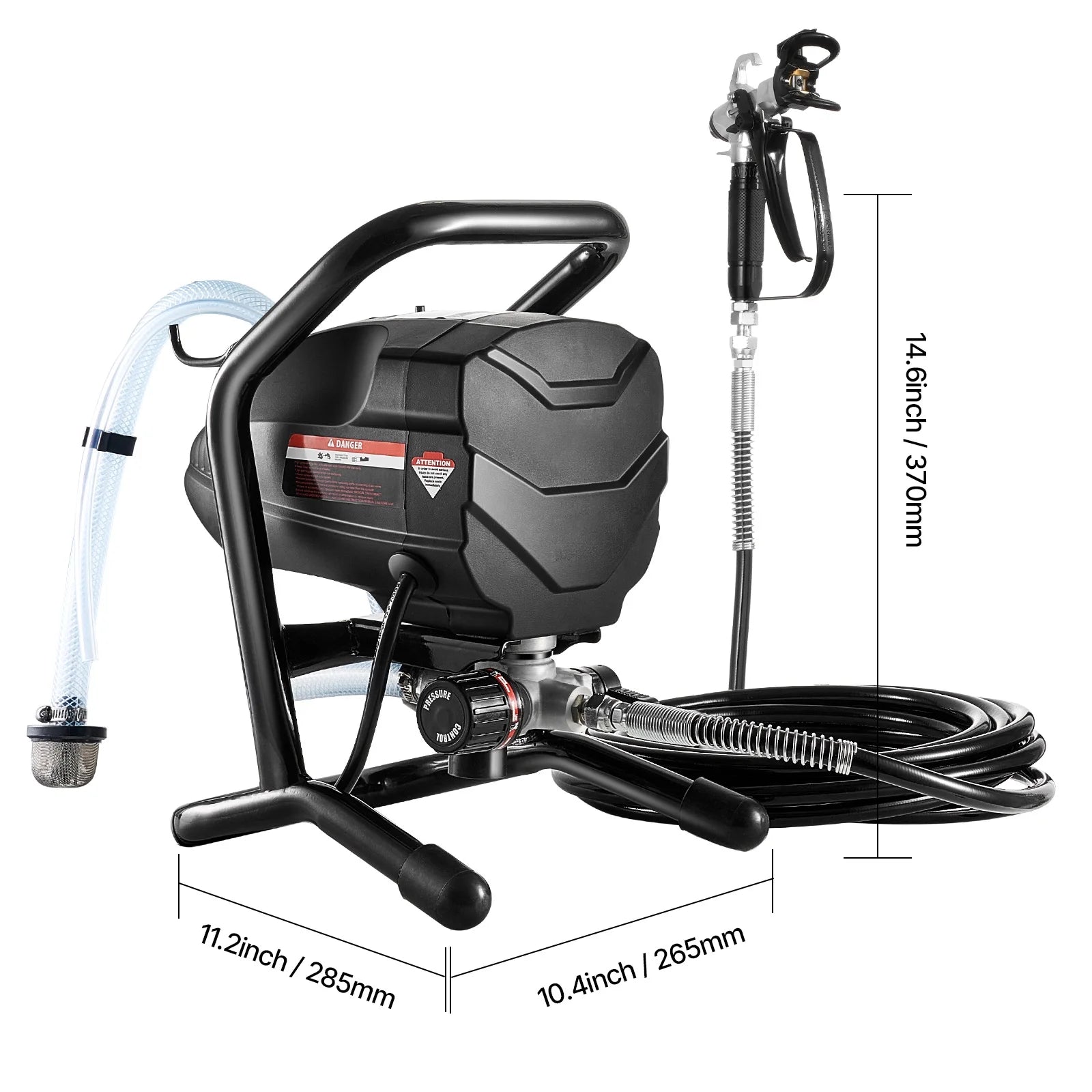KFFKFF Stand-Mounted Paint Sprayer, 650W Energy-Efficient Sprayer, 3000PSI Electric Paint Dispensing Gear with Extendable Rod and Maintenance Implements for Interior and Exterior Furniture, Barriers