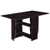 Dinaza Folding Dining Table Drop Leaf Kitchen Table with 2 Drawers for Small Spaces with 6 Wheels and 2-Layer Storage Racks Multifunction Space Saving Table Extension Dinner Table Black Walnut