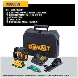 DEWALT 20V MAX, Laser Level Kit, Cross Line Laser, Green (DCLE34021D1)
