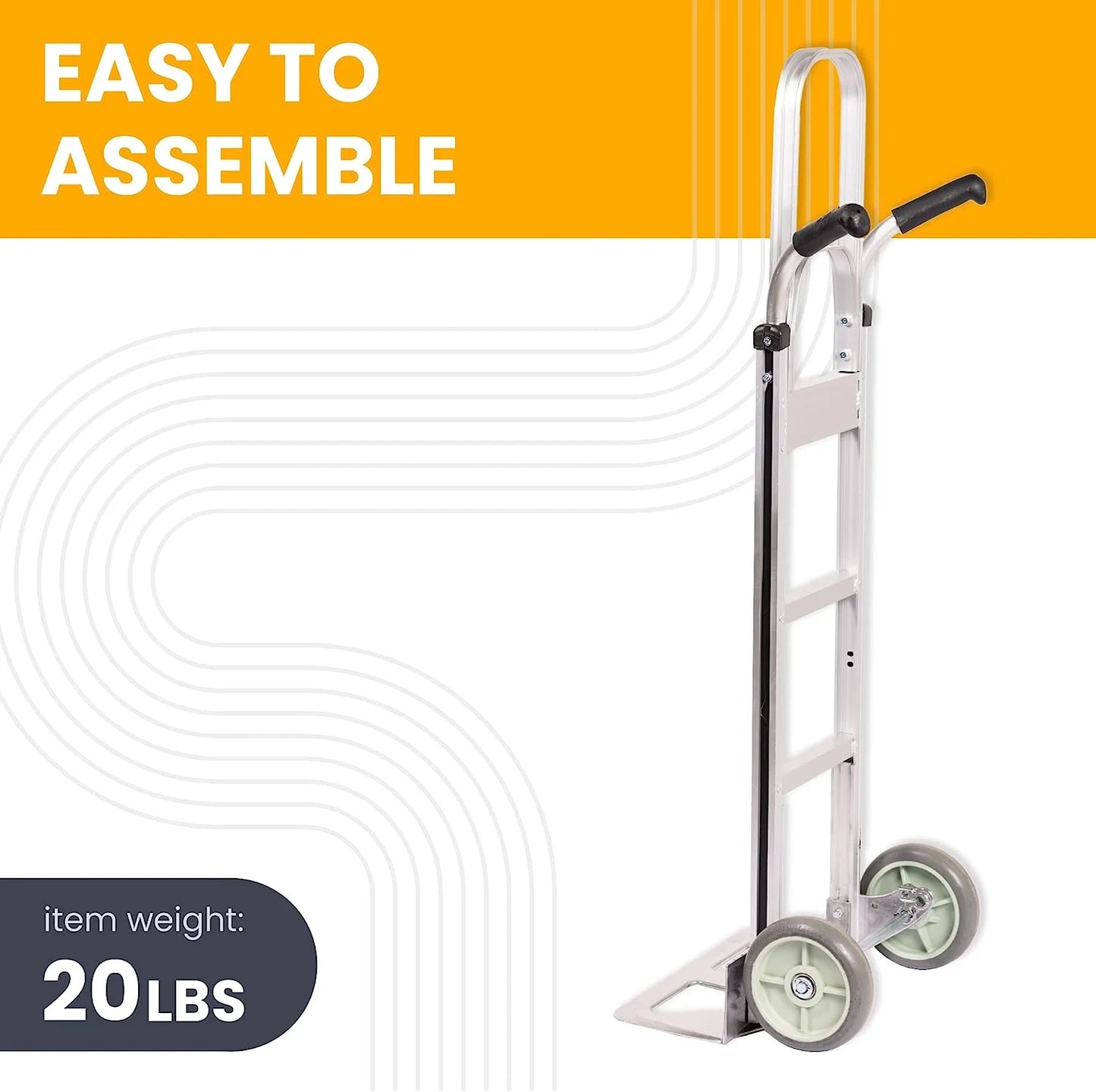 HaulPro Hand Truck 500-lb Capacity Dolly Cart with 8? Rubber Dolly Wheels & 17.5 ft x 9 ft Nose Plate