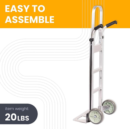 HaulPro Hand Truck 500-lb Capacity Dolly Cart with 8? Rubber Dolly Wheels & 17.5 ft x 9 ft Nose Plate