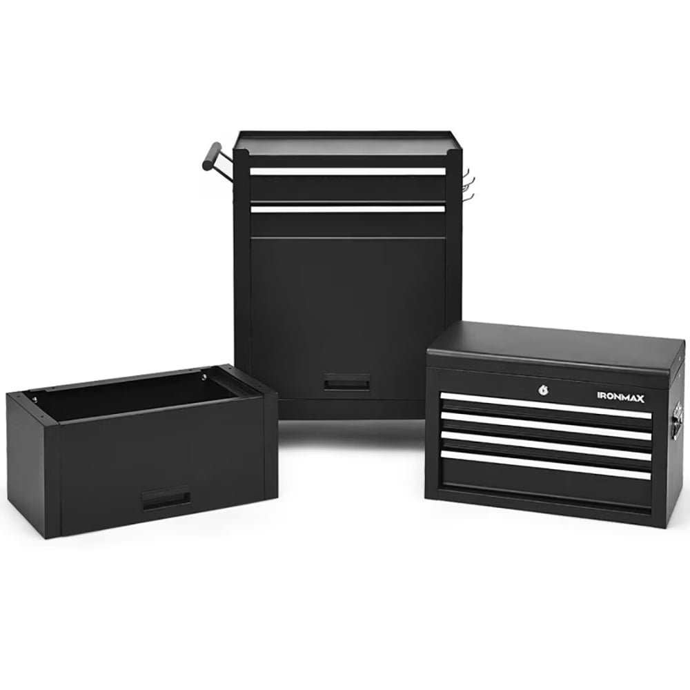 Topcobe 6-Drawer Tool Chest with Heightening Cabinet, Garage Workshop Tool Organizer, Black