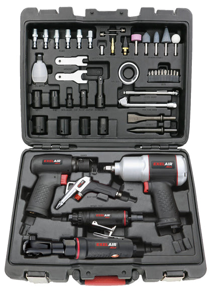 EXELAIR by Milton 50-PC Professional Automotive Composite Air Tools & Accessory Kit w/High Torque Impact Wrench