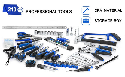 249-Piece Household Tool Kit, PROSTORMER General Home/Auto Repair Tool Set with Hammer, Pliers, Screwdriver Set, Wrench Socket Kit and Toolbox Storage Case - Perfect for Homeowner, Diyer, Handyman