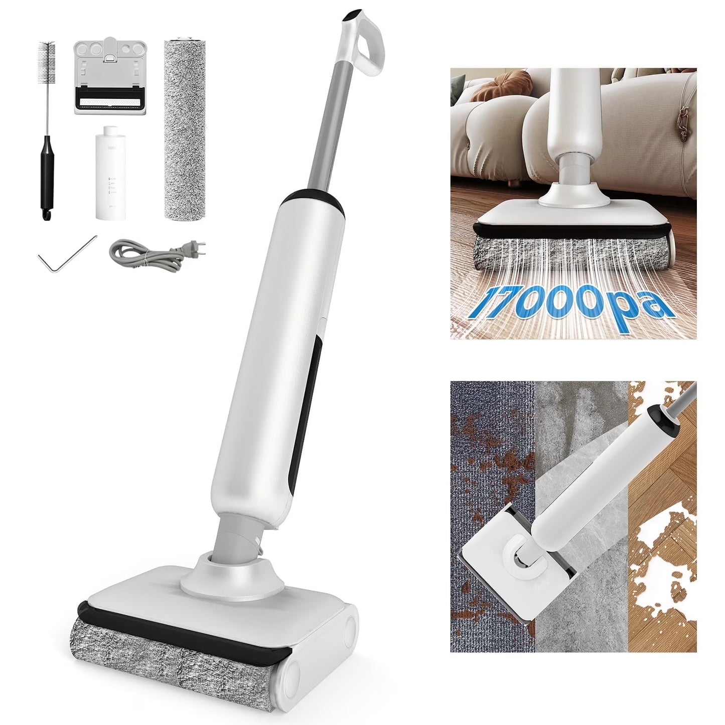 HABIUBIU Vacuum Mop All in One, Wet Dry Vacuum Cleaner, Cordless Cleaner Machine for Tile Hardwood Floor, Self Cleaning Electric Mop with 180° Lie-Flat