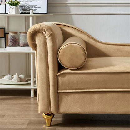 Functional Indoor Chaise Lounge with Large Storage, Modern Velvet Upholstered Sofa Recliner with One Backrest and Armrest, Sofa Lounge Chair with Sturdy Metal Legs Suitable for Living Room, Bedroom