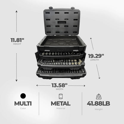 Master Mechanic 205 Piece Mechanics SAE Metric Socket & Tool Set with Case