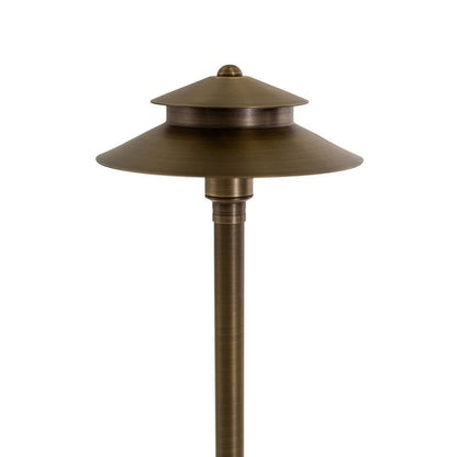 VOLT Stratum 12V Brass 2-Tier Path Light (9" Shade, 25" Tall)