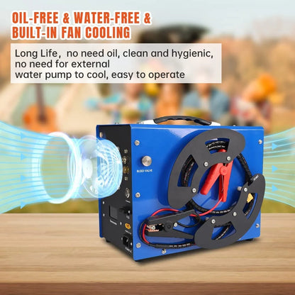 TOAUTO A3 PCP Air Compressor, Unique Vertical+Wire Spool Portable Design, Auto-Stop, Oil/Water-Free, 4500Psi/30Mpa, 8MM Quick-Connector for Paintball/PCP Air Rifle/Tank