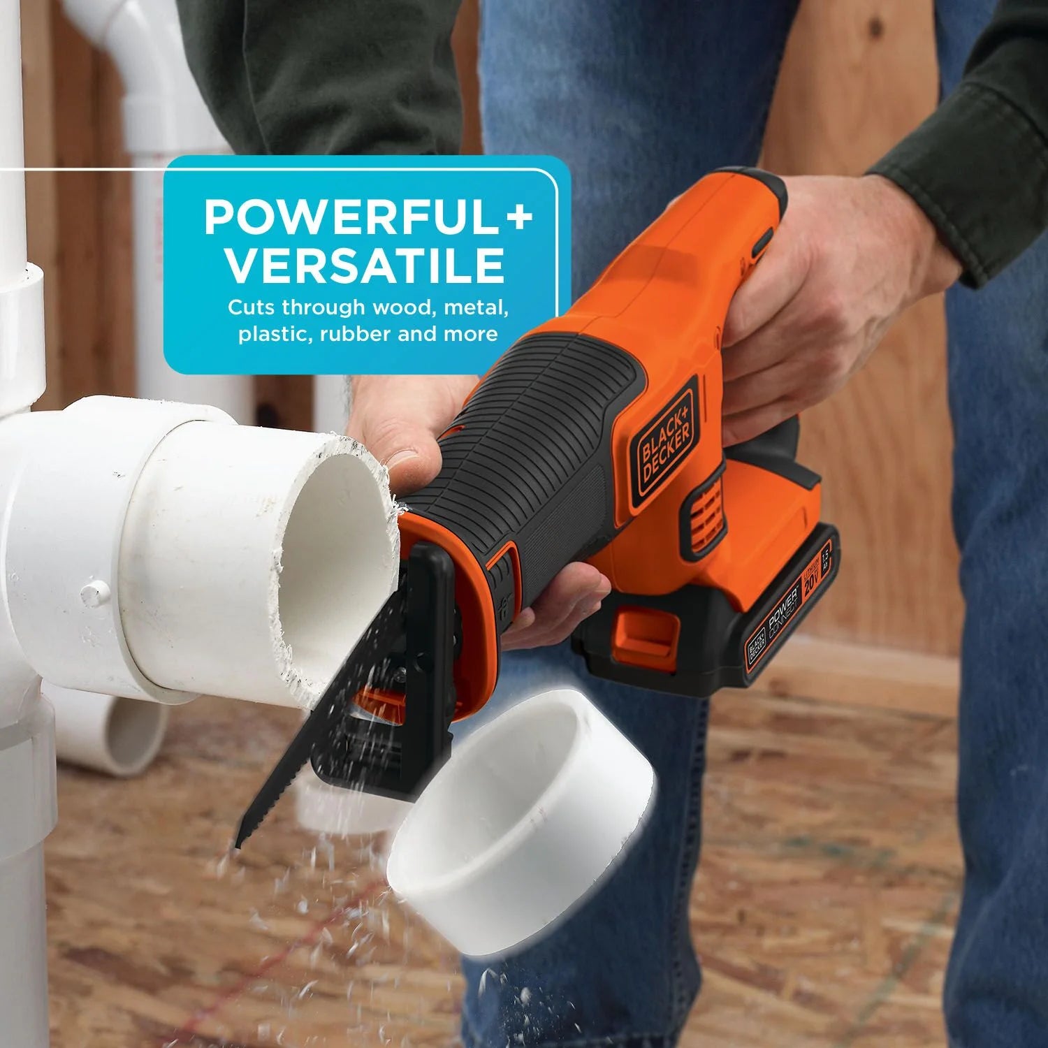 BLACK+DECKER 20V Cordless Reciprocating Saw, 1.5Ah, Battery and Charger Included