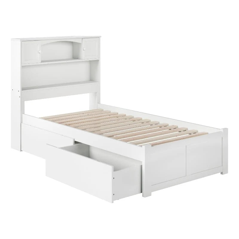 Leo & Lacey Urban Twin XL Storage Platform Bed in White