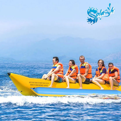SerenelifeHome 5 Person Recreational Inflatable Banana Boat with Storage Bag, Foot Pump, and Repair Kit, with Reinforced Seats and Foot Areas