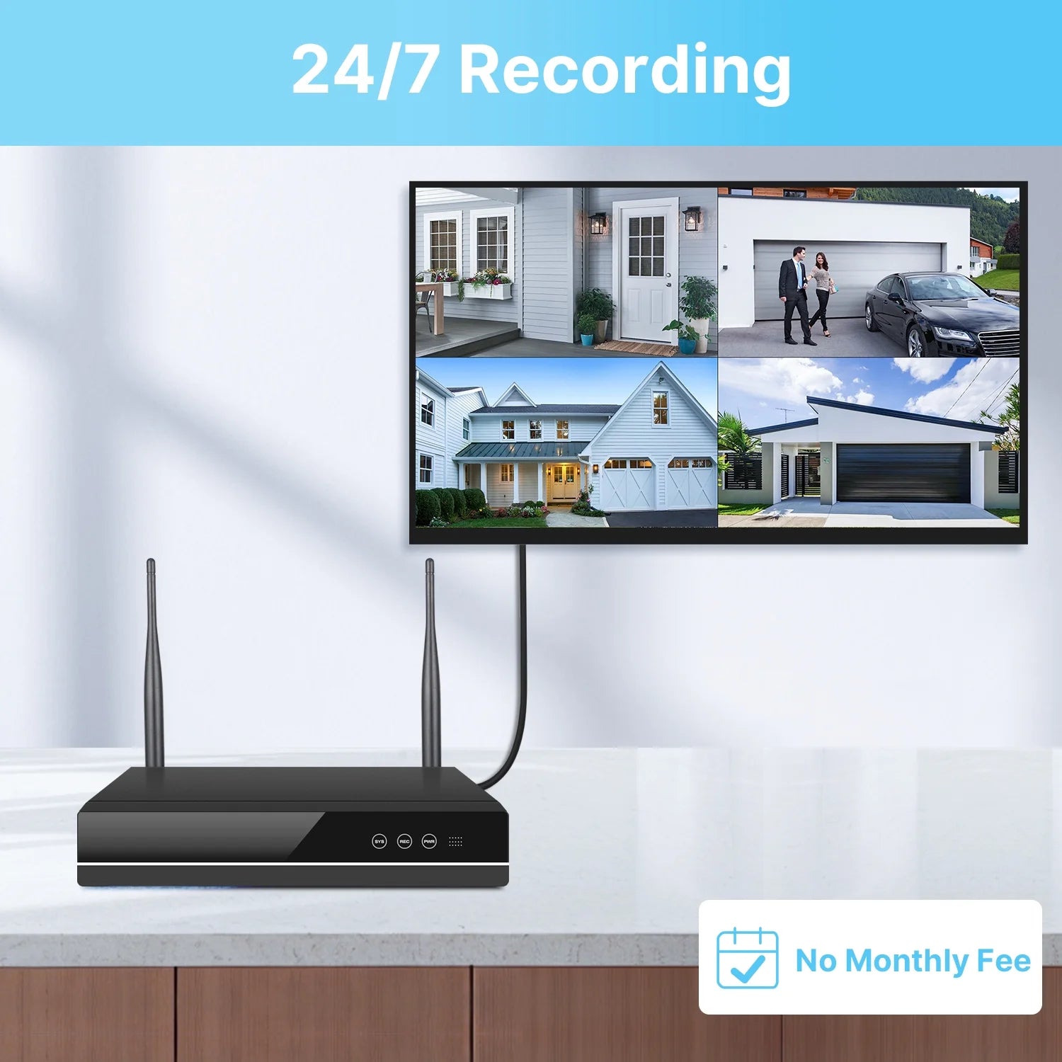 Hiseeu Wireless Security System w/4 Cameras, 2 Way Audio, & 1TB Hard Drive