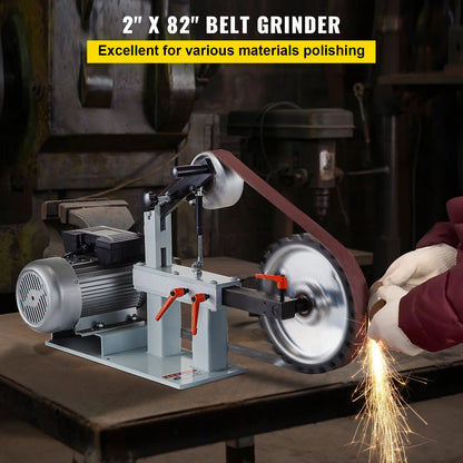 KFFKFF 2" x 82" Belt Grinder, 2HP 1500W, Versatile 3-in-1 Constant Speed Sander, 110V Bench Sander with 12" Wheel, Flat Platen Tool Rest, Ideal for Knife Crafting