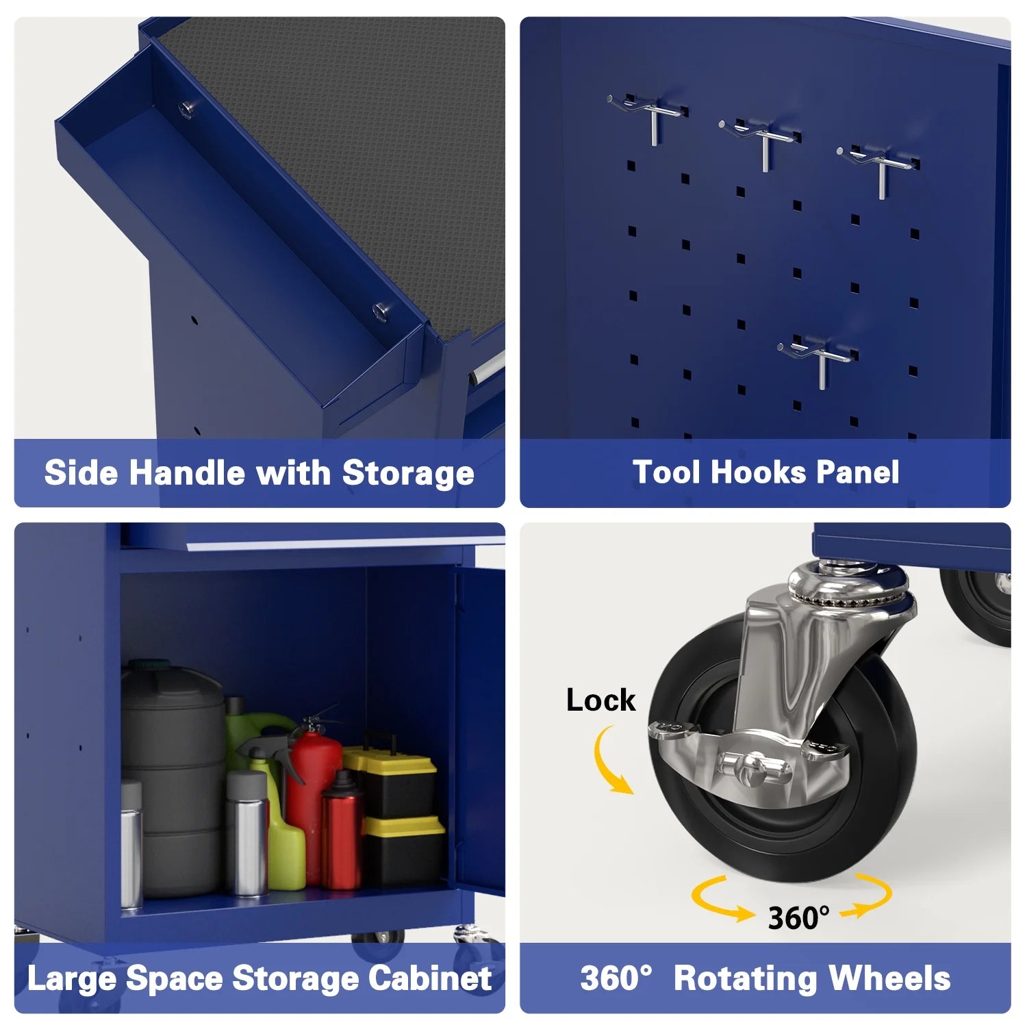 5 Drawer Mechanic Tool Chest with Wheels Heavy Duty Rolling Tool Box Cabinet Keyed Locking System Toolbox Organizer for Workshop Darkblue
