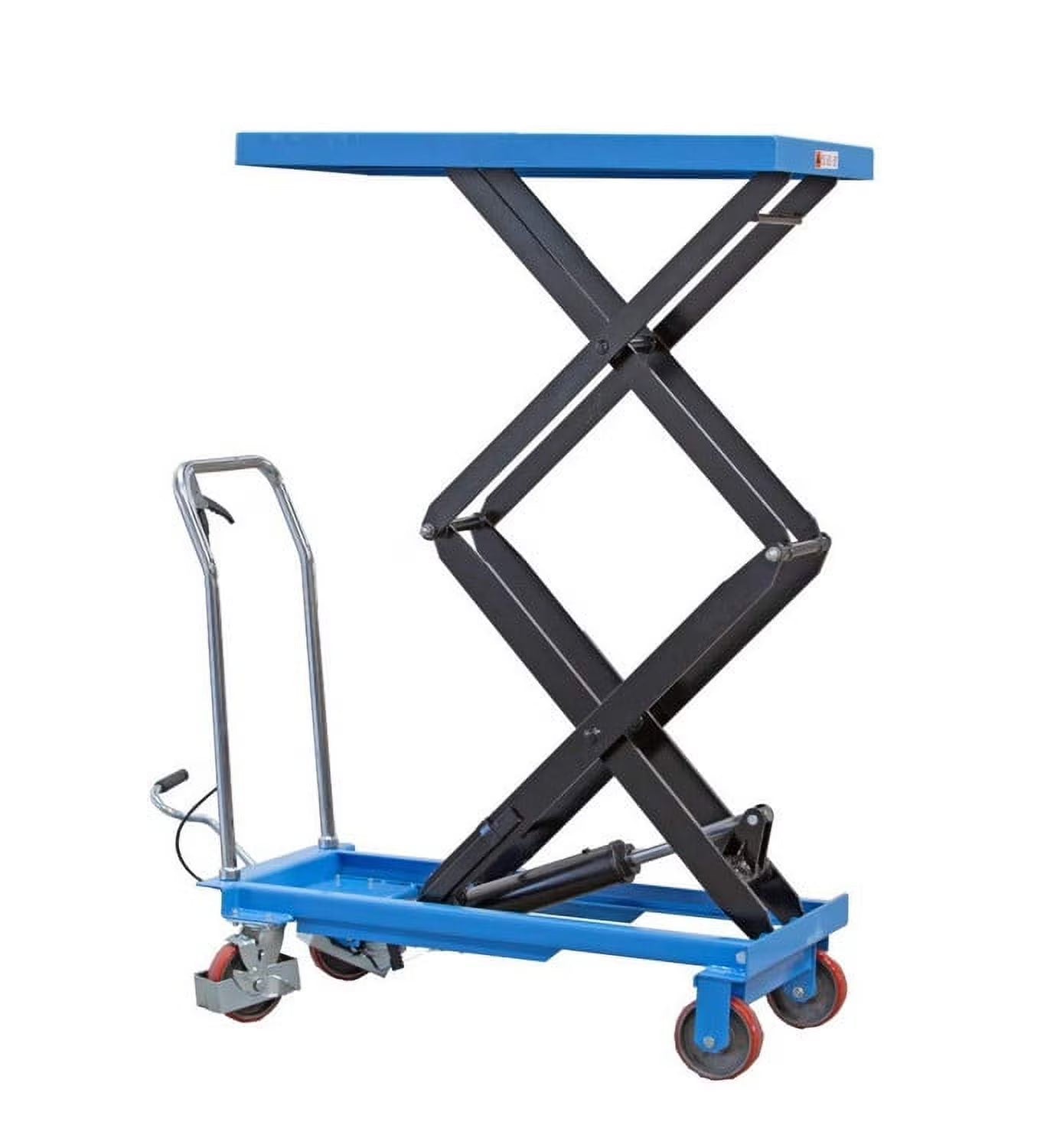 Hydraulic Dual Scissor Lift Table Carts Mobile Dolly Hand Truck with Foot Pump, 770LB