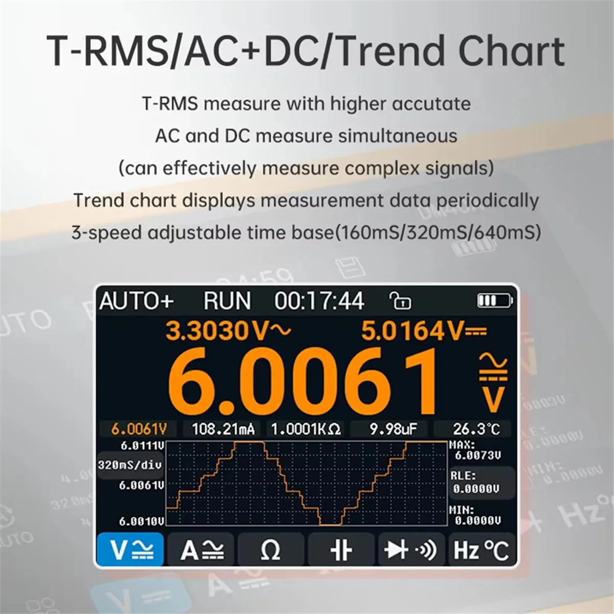 DM40 Digital Oscilloscope Multimeter Signal Generator 50M Sample Rate Voltage Diode Handheld Automotive Tools,E