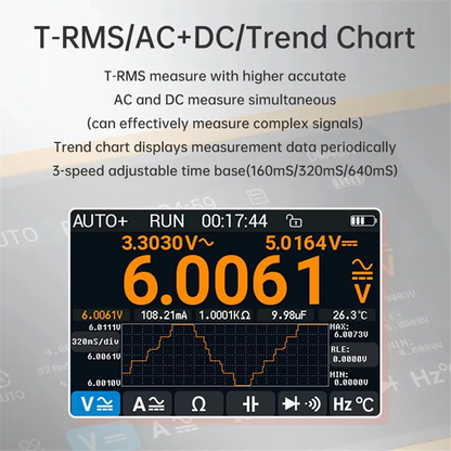DM40 Digital Oscilloscope Multimeter Signal Generator 50M Sample Rate Voltage Diode Handheld Automotive Tools,E