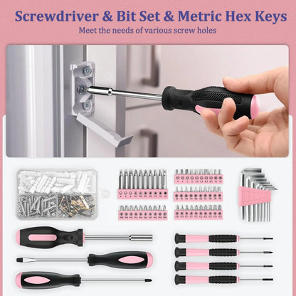 Home Tool Kit 281-PCs - General Basic Home Auto Repair Tool Kits - Complete Portable Hand Tool Sets for Women - Tool Box Set with Socket Wrench Set & Screwdriver Sets & Hex Key & Pliers