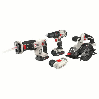 PORTER CABLE 20-Volt Max Lithium-Ion 4 Tool Combo Kit, PCCK616L4