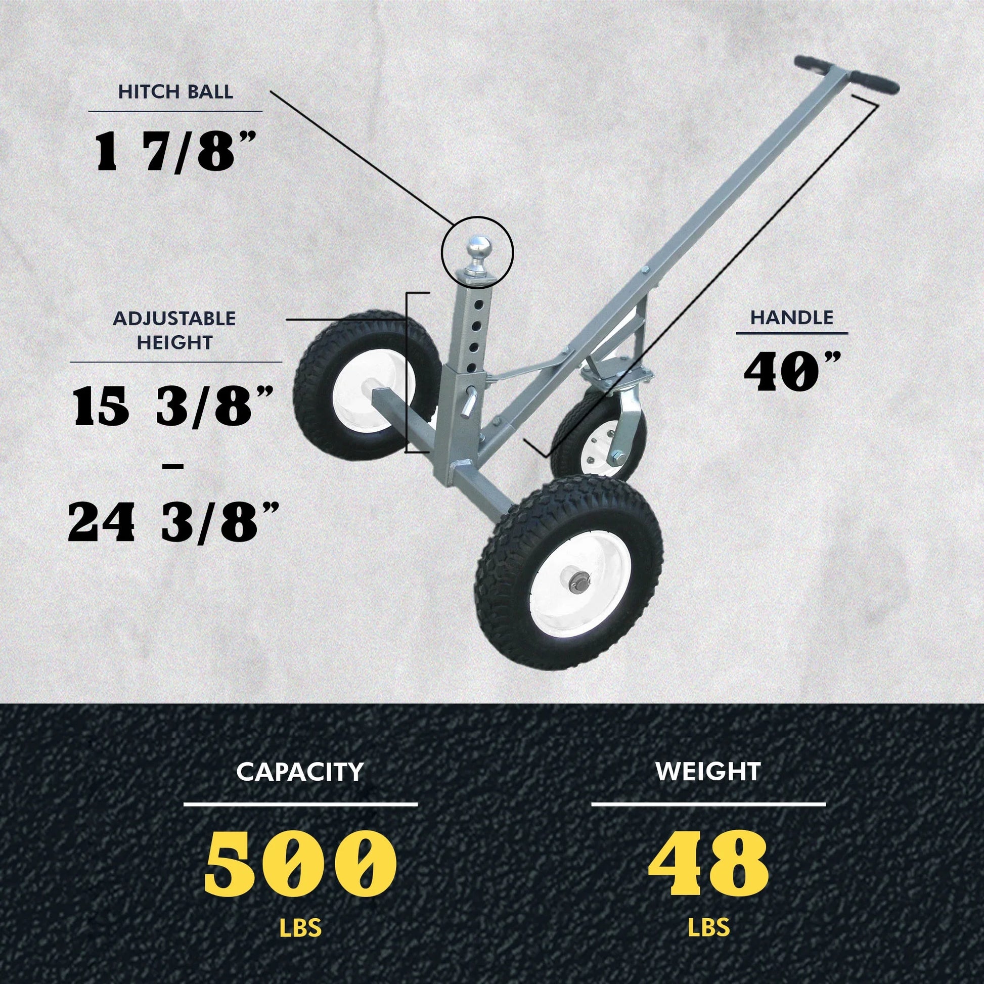 Tow Tuff Adjustable Heavy Duty 800 Pound Capacity Portable Trailer Dolly
