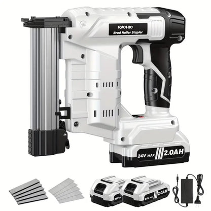 Rvchic 18 Gauge Cordless Brad Nailer,2-in-1 21V Electric Brad Nailer Stapler for Woodworking,Home Improvement,Include 1*2000mAh Battery and 1000pcs Nails